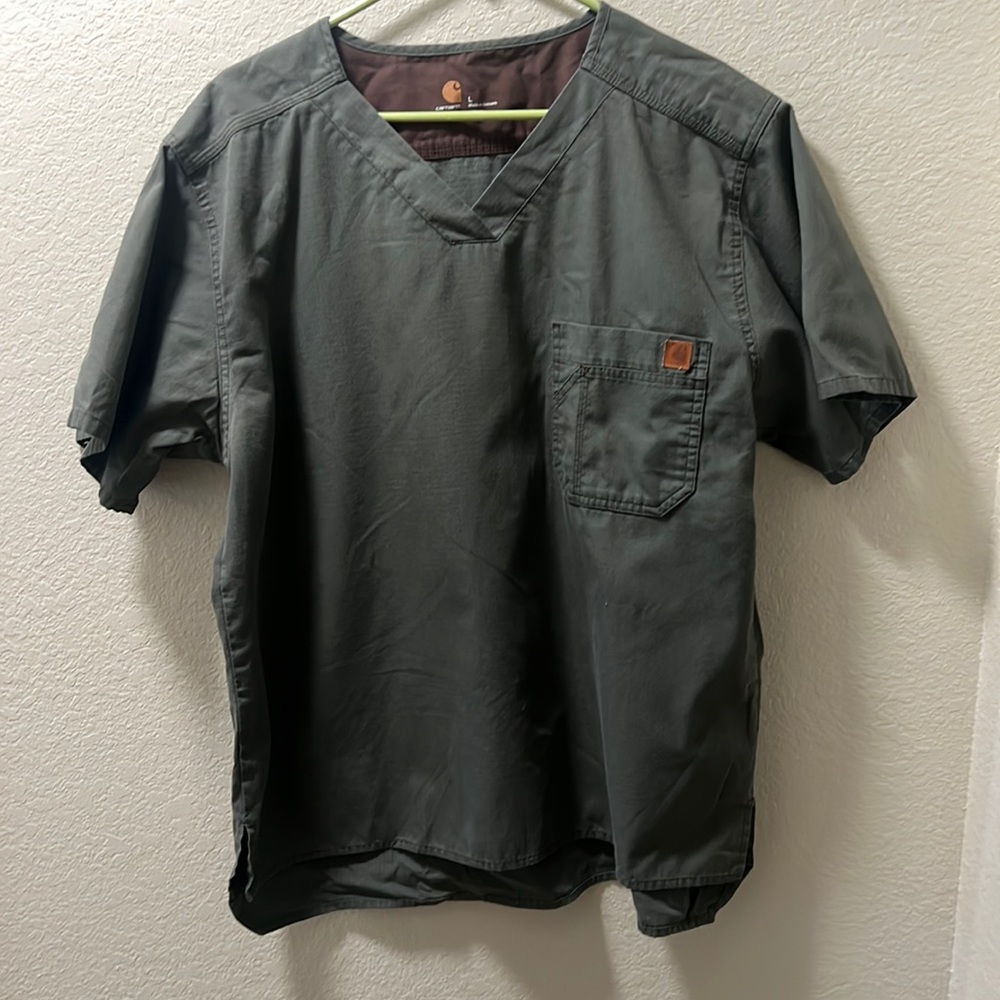 Carhartt Green/Gray Scrub Top Size L
